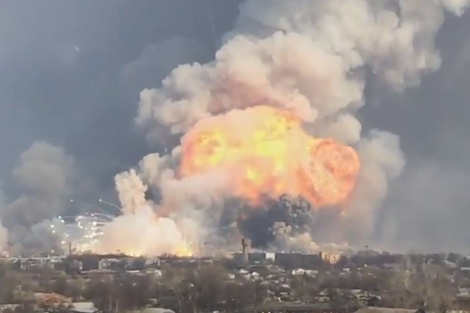 It is suspected that a small drone carrying a thermite grenade may have caused a massive arms depot blast near Balakliya, Ukraine in March 2017. The 350 hectare site near Kharkiv is around 100km from the frontline of the conflict in the eastern Donbas area. 20,000 people were evacuated and the blast is likely to have left a significant environmental footprint of heavy metals and energetic materials.