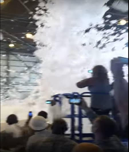 The AFFF system is tested in a celebratory fashion at Travis AFB, California. Potentially cancerous foam falls like snowflakes among the crowd. YouTube - Allen Stoddard