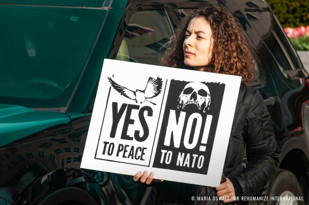 Greta Zarro at NoToNato protest