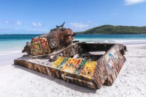 Rusted old tank in Vieques, Puerto Rico