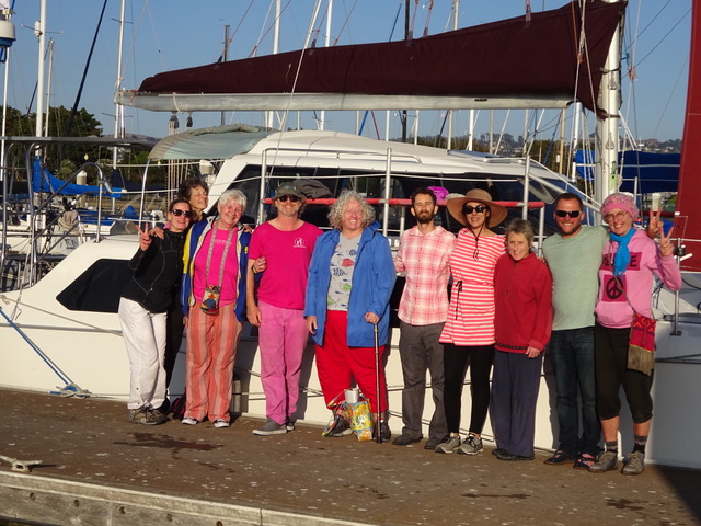 “Hokahey” Crew and Guests, after return to port. Photo by Eleanor Levine. (Peggy, Susan, Nancy, Jan, Hadas, Tim, Nancy, Kathe, Mike and Toby)