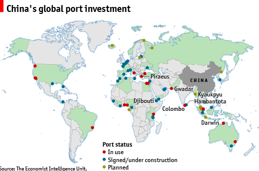 map of China's Global Port investments