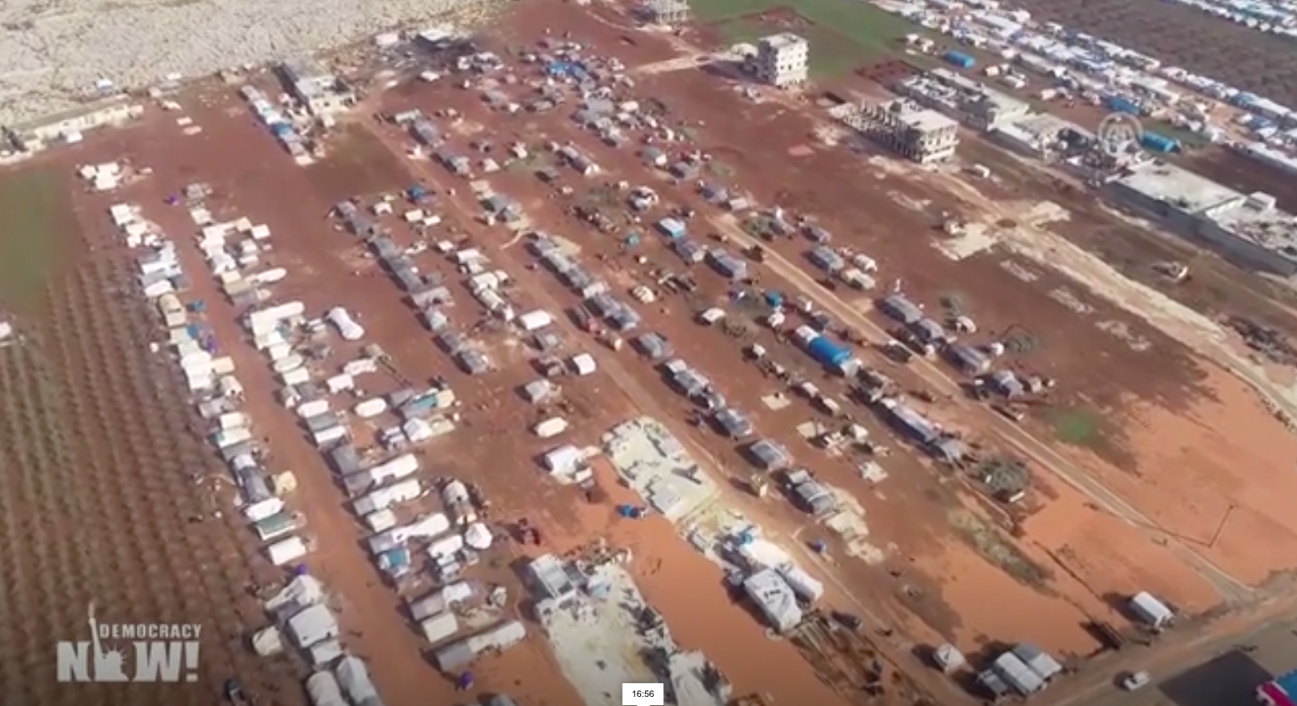 Refugee camp, from Democracy Now video