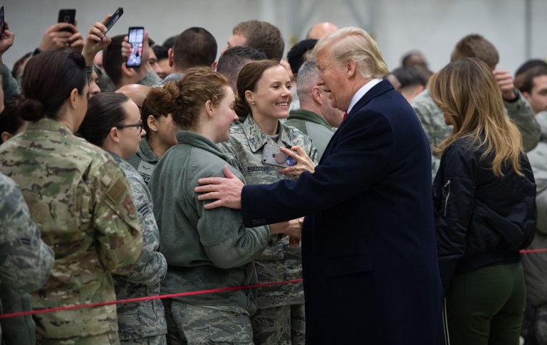Trump with troops