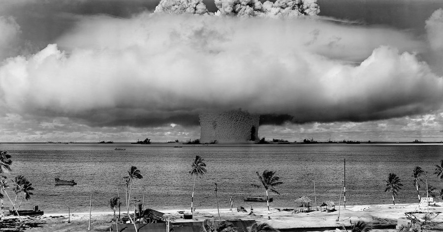 Nuclear bomb exploding in mushroom cloud