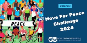 Move For Peace Challenge 2024 - athletes surrounding the word "peace"