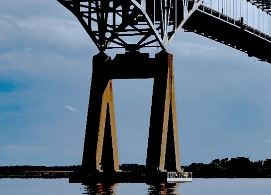 Pylon of Francis Scott Key Bridge in Baltimore before collapse