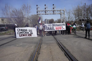 Breaking: Rail Lines in Toronto Shut Down by Hundreds Calling for Arms Embargo on Israel, End to Genocide in Palestine
