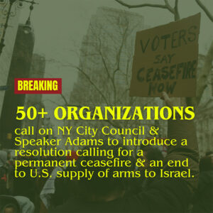 55 NYC Organizations Call on the City Council and Speaker Adams to Call for a Ceasefire and Introduce a Resolution 
