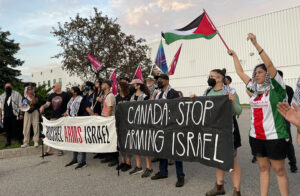 Hundred Pro-Palestinian Protestors from Across the Greater Toronto Area Block Morning Shift from Entering Manufacturing Facility of Brampton Armoured Vehicle Company, Roshel