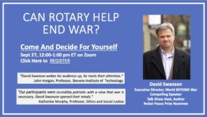 Upcoming Webinar on Ending War -- Open to All