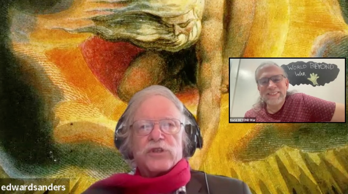 Ed Sanders talks to Marc Eliot Stein on the World BEYOND War podcast, October 21 2024 - with a William Blake background