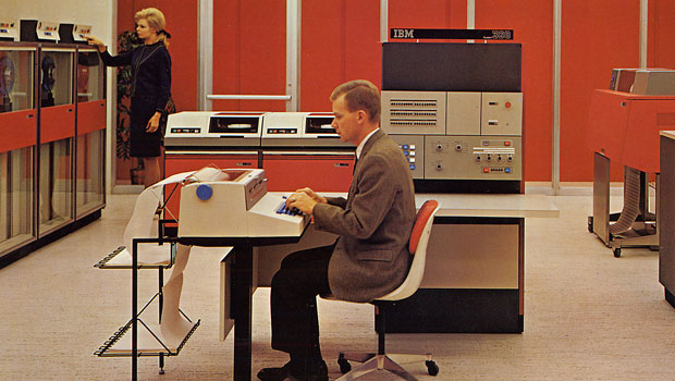An old photo of an IBM mainframe computer room, via Ars Technica