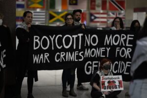 Hundreds of Torontonians Have Taken Over Scotiabank HQ to Name and Shame Scotiabank&rsquo;s Genocide Profiteers and Demand Divestment from Elbit Systems