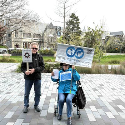 2025 Oct 7 Protest at Te Pae Convention Centre David and Deborah