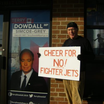 No fighter jets protest outside MP Dowdall's Office - Nov 2020
