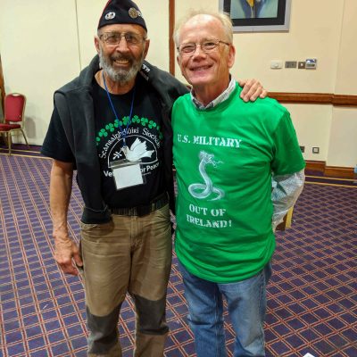 Tarak Kauff and Al Mytty pose for a photo in the conference room at NoWar2019 in Ireland